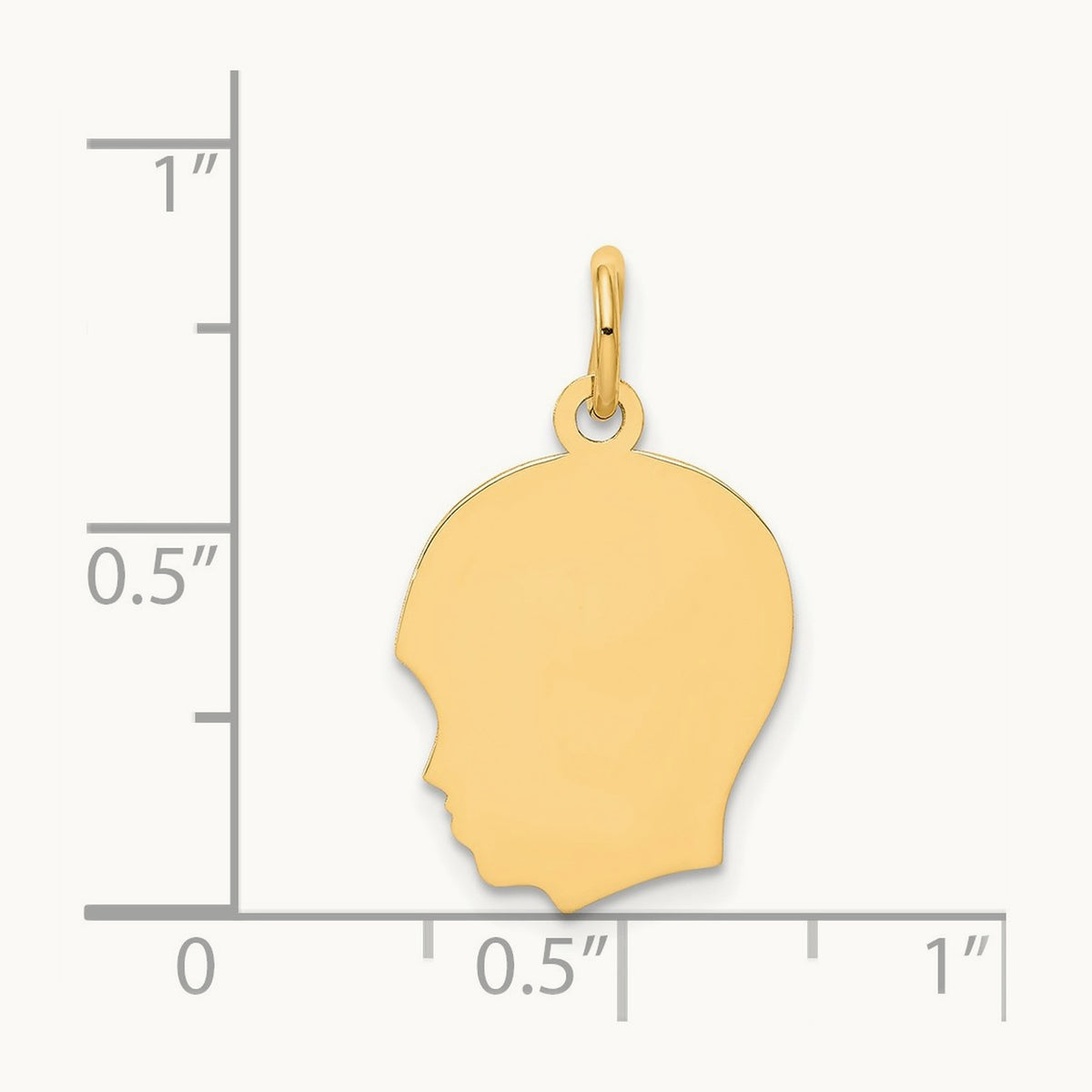 Plain Medium .009 Gauge Facing Left Engravable Boy Head Charm — 22mm