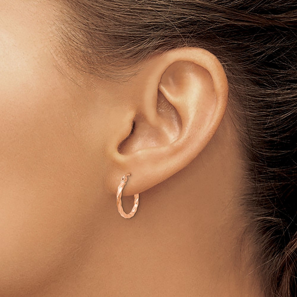 Twisted Hoop Earrings — 14K Rose Gold, 16mm
