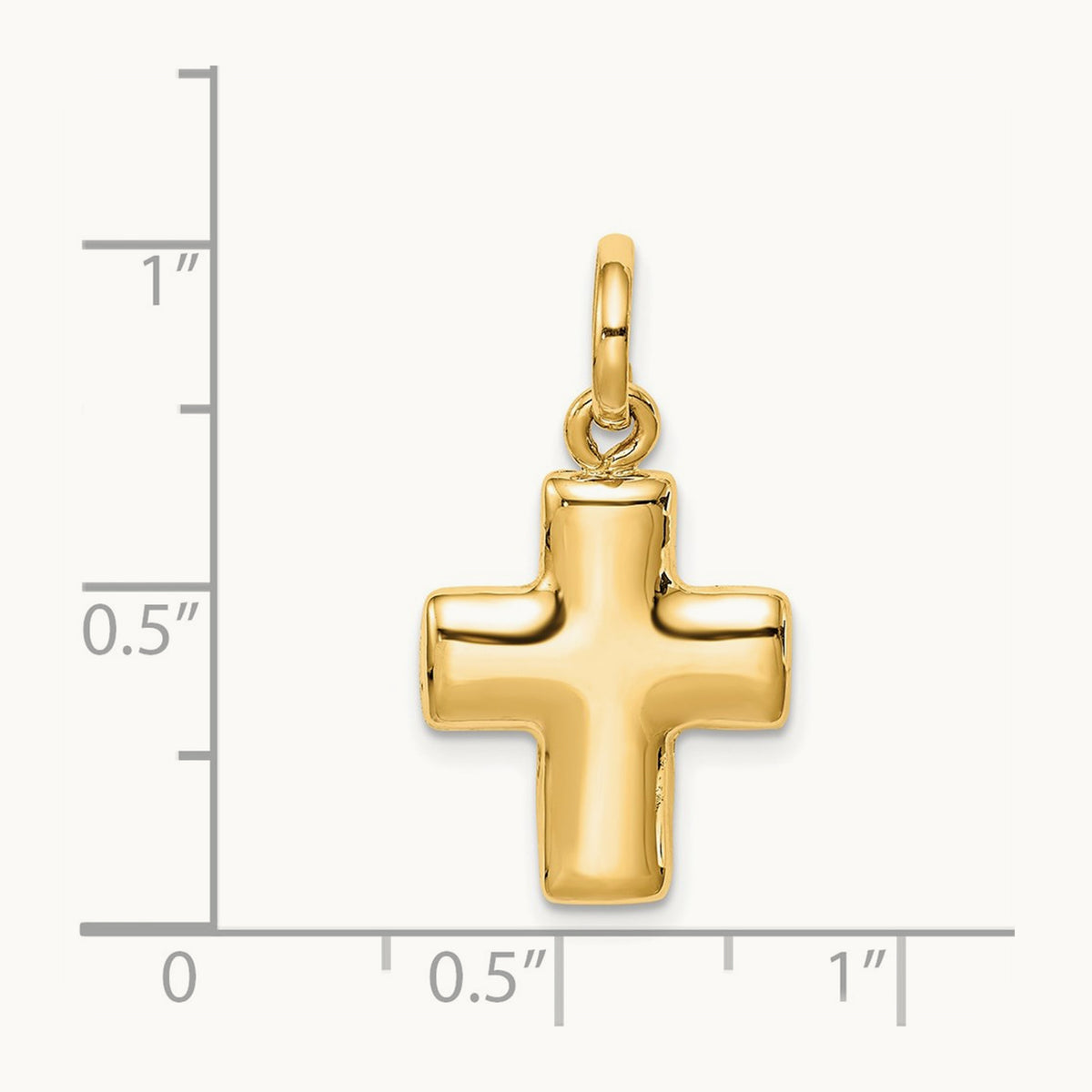 Puffed Cross Charm, 14K