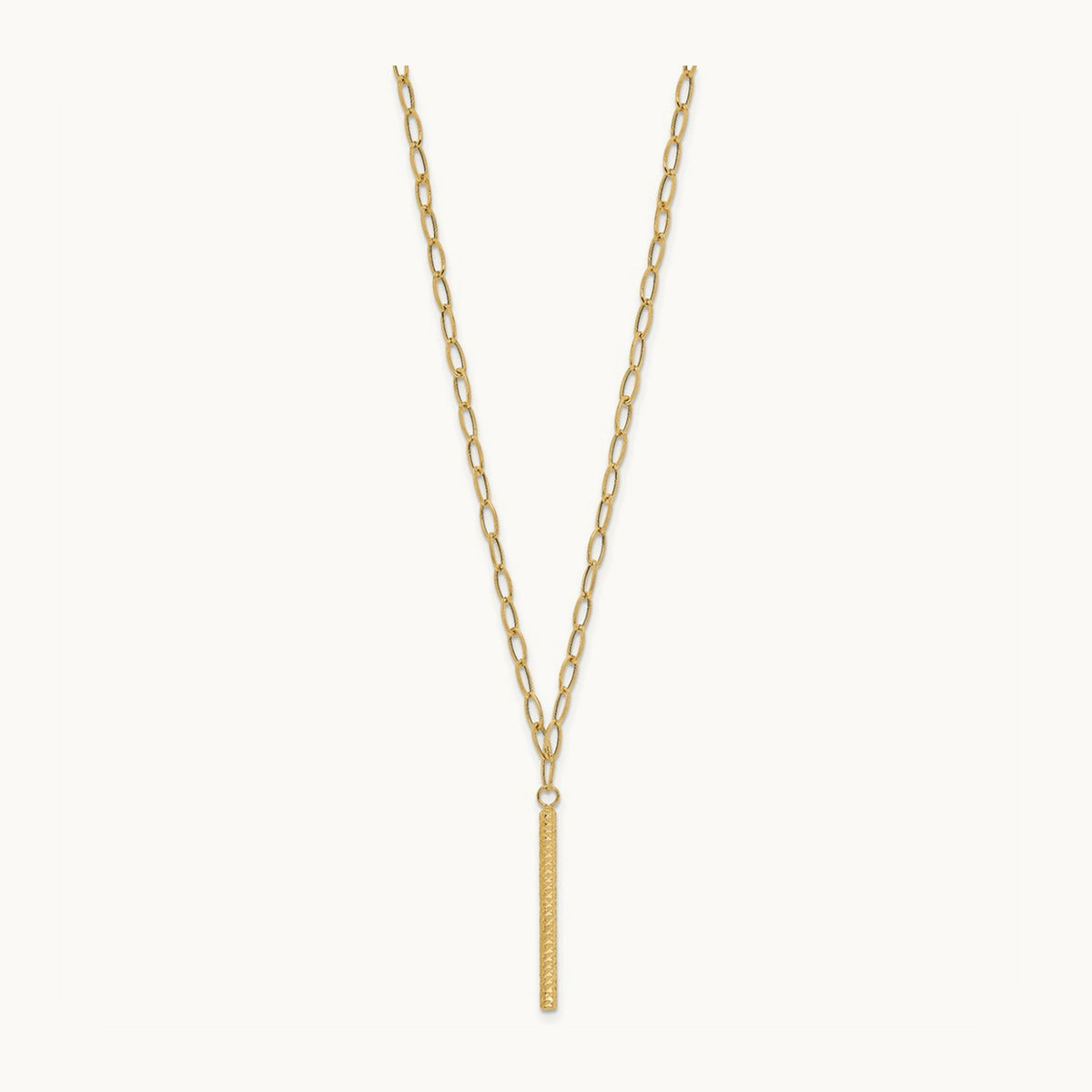 Polished Oval Link D/C Bar Necklace, 14K