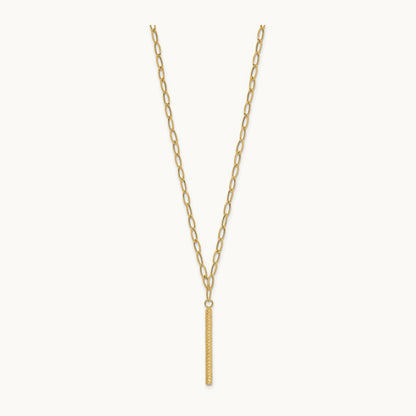 Polished Oval Link D/C Bar Necklace, 14K