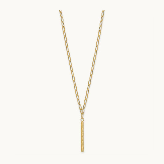 Polished Oval Link D/C Bar Necklace, 14K