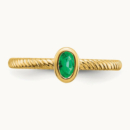 Oval Bezel Emerald Ring, 14K