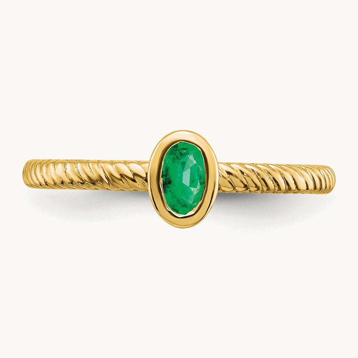 Oval Bezel Emerald Ring, 14K