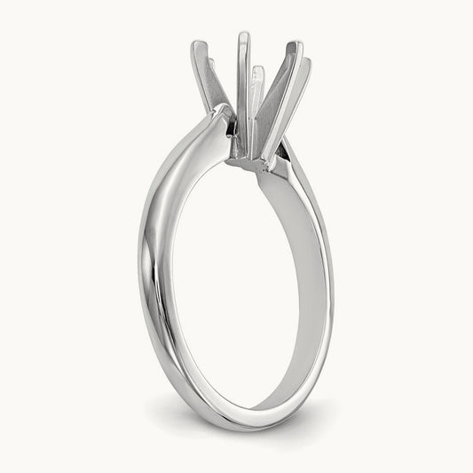 1ct. Medium-Wt Airline Half-Round 6-Prong Mounting, 14K White Gold
