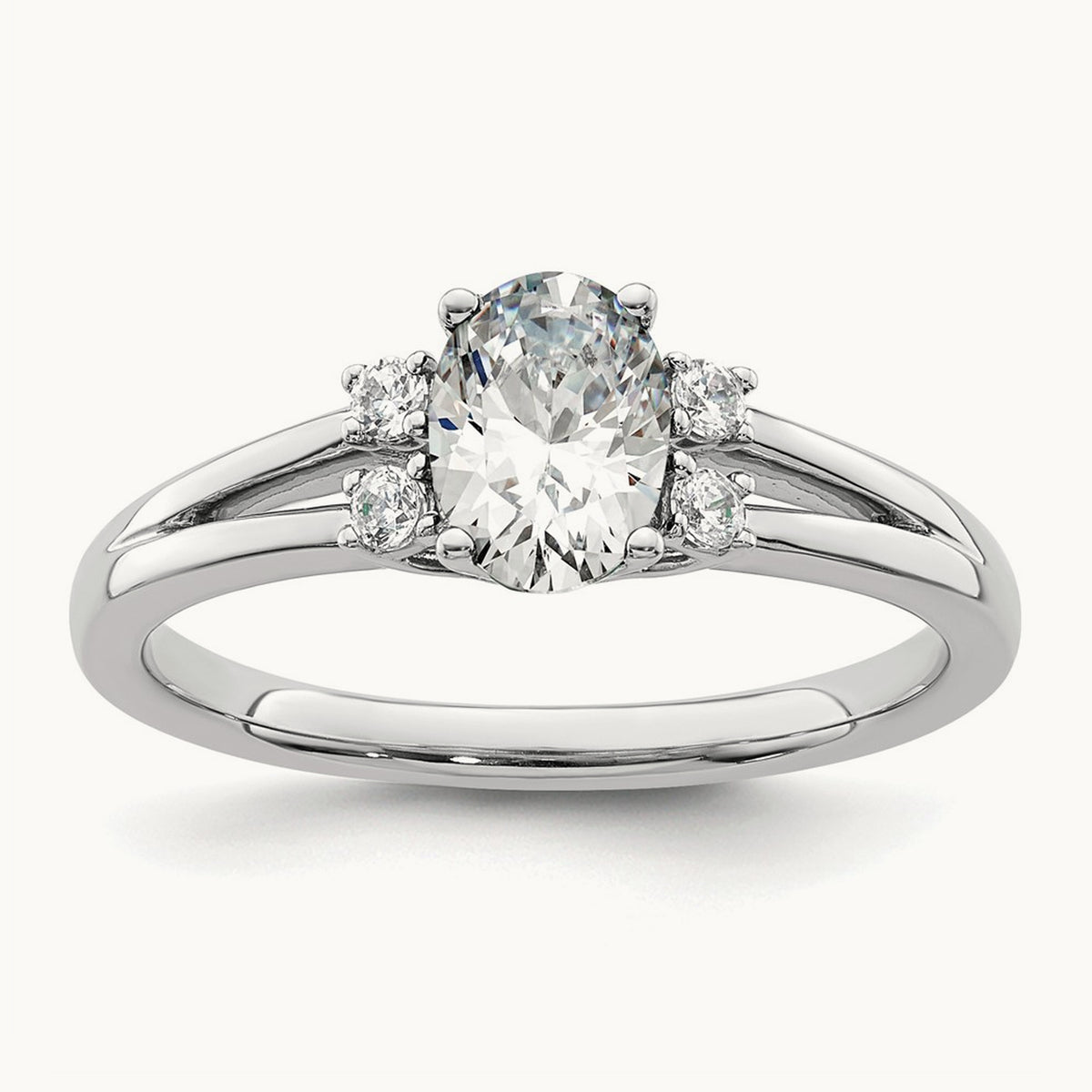 Oval Semi-Mount Split Band Engagement Ring, 0.10 ct tw