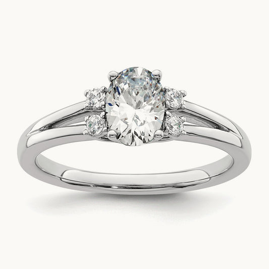 Oval Semi-Mount Split Band Engagement Ring, 0.10 ct tw