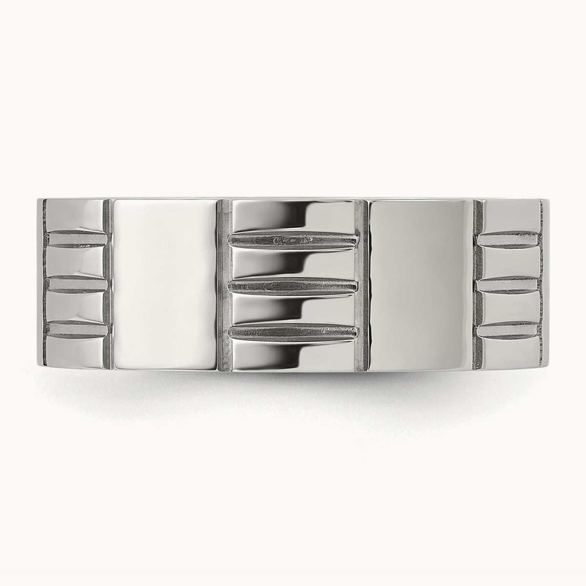 Brushed and Polished Grooved Band, 8mm, Titanium