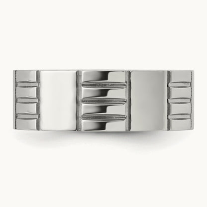 Brushed and Polished Grooved Band, 8mm, Titanium