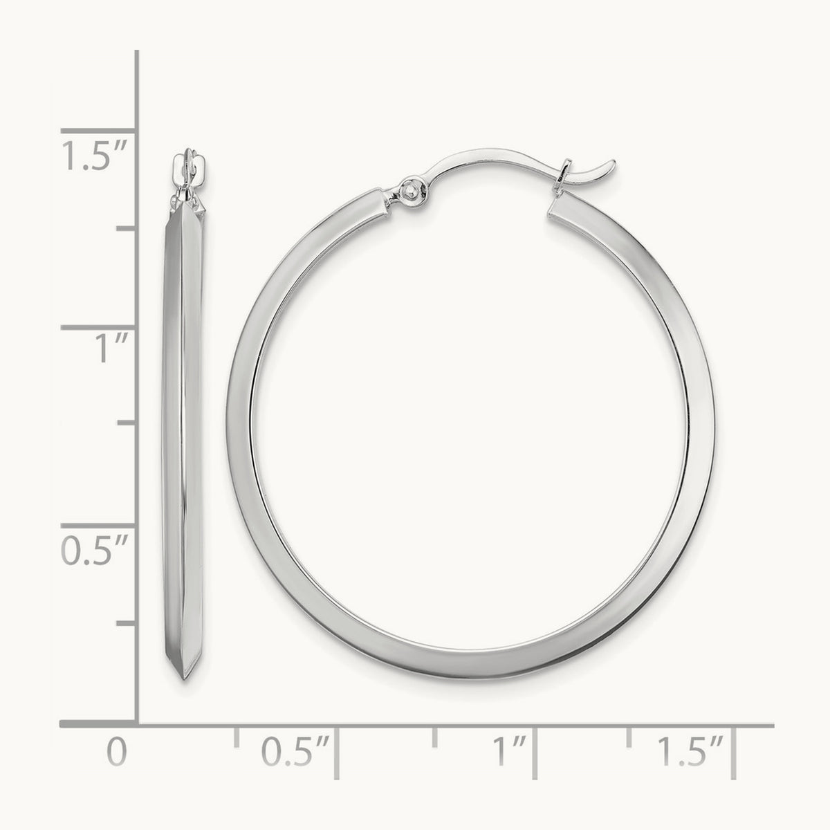 Polished Hoop Earrings — 14K White Gold