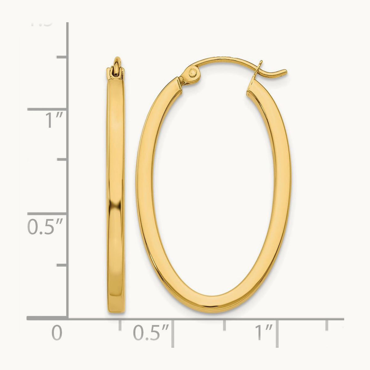 Oval Hoop Earrings — 14K Yellow Gold, 2mm