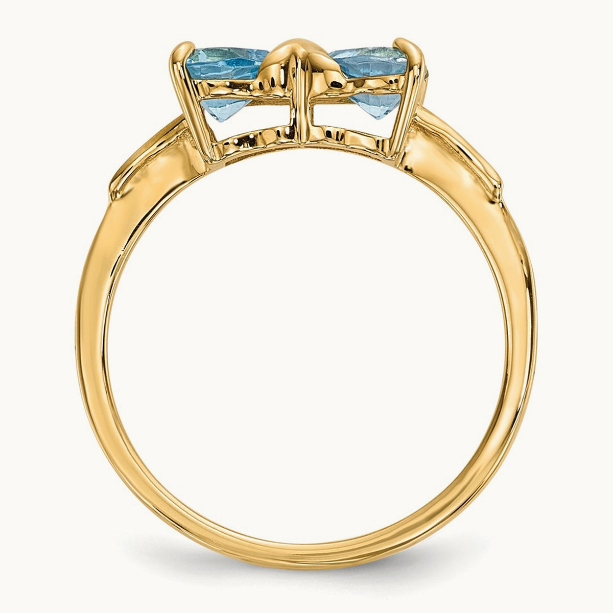 Polished Light Swiss Blue Topaz Bow Ring, 14K Gold