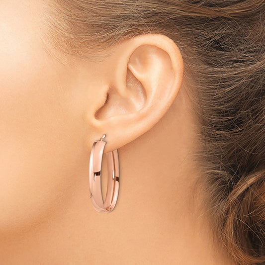 Oval Hoop Earrings — 14K Rose Gold