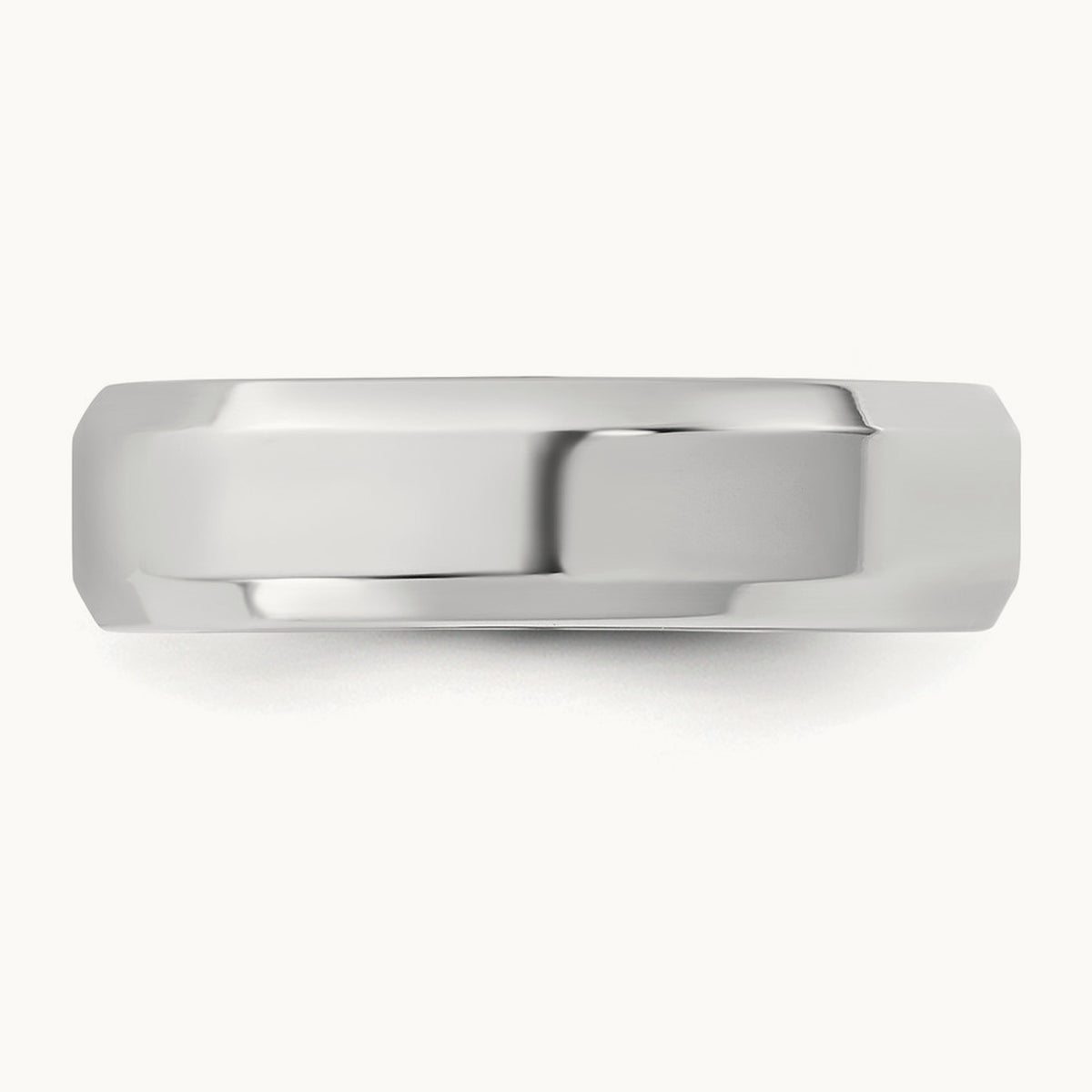 Bevel Edge Comfort Fit Band, 5.5mm, 10K White Gold