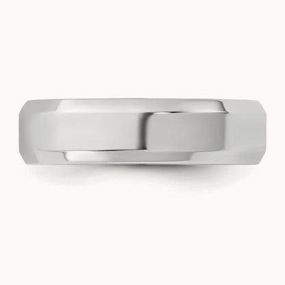 Bevel Edge Comfort Fit Band, 5.5mm, 10K White Gold