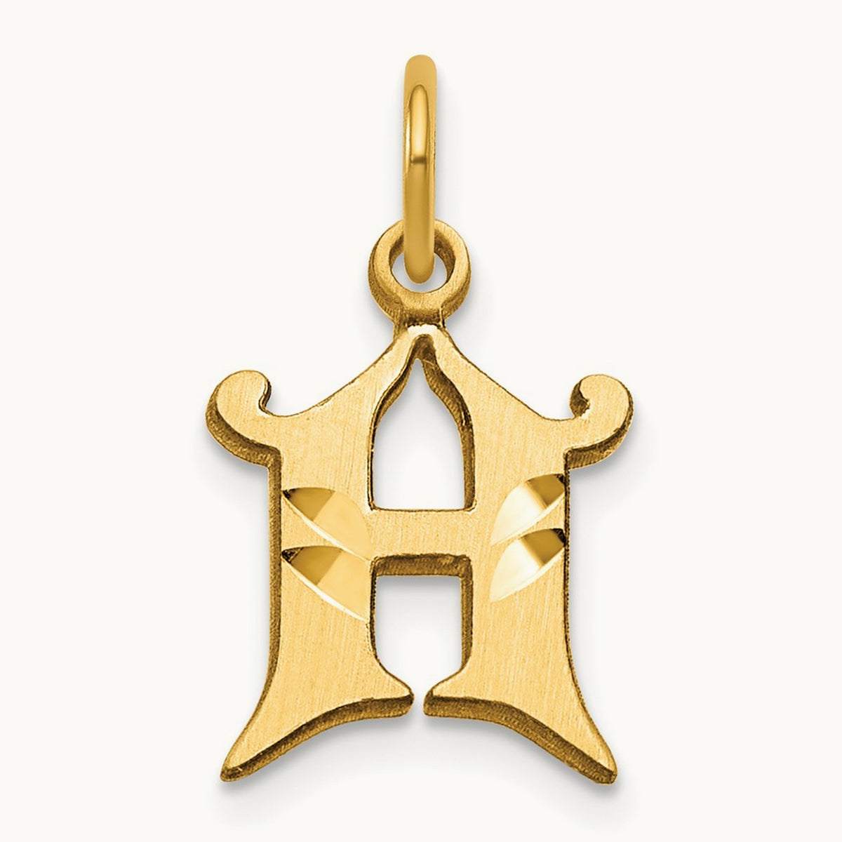 Diamond-cut Initial Charm — 14K Yellow Gold, H