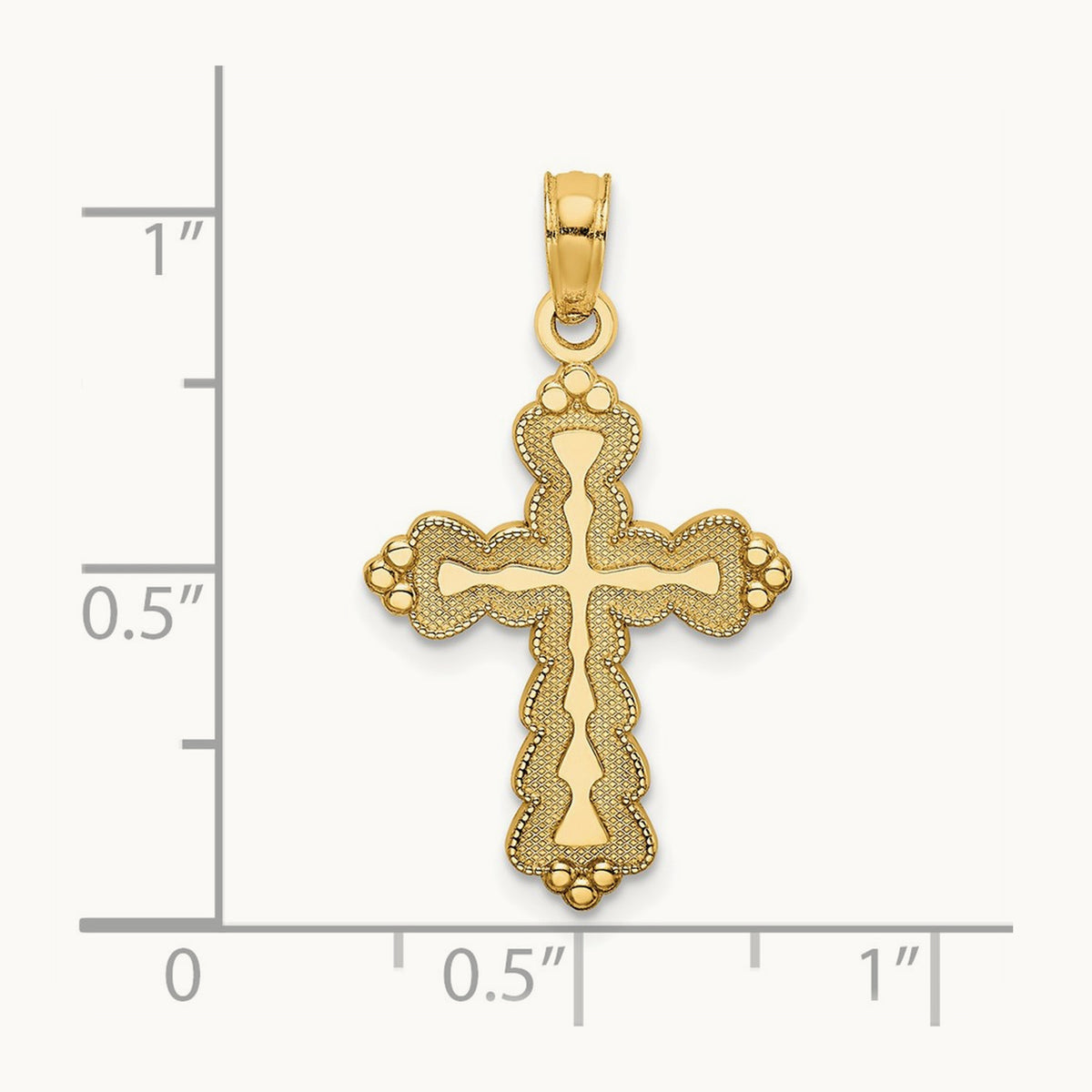 Scalloped Cross Charm, 14K