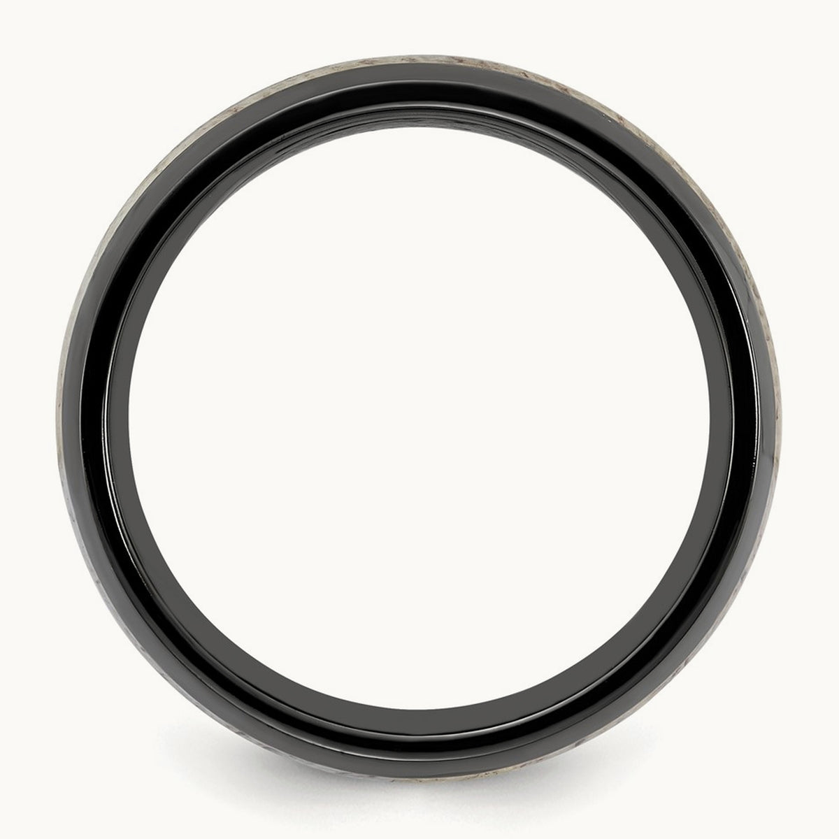 Black Zirconium Polished with White Antler Inlay Band, 8.00mm