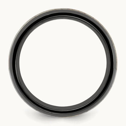 Black Zirconium Polished with White Antler Inlay Band, 8.00mm