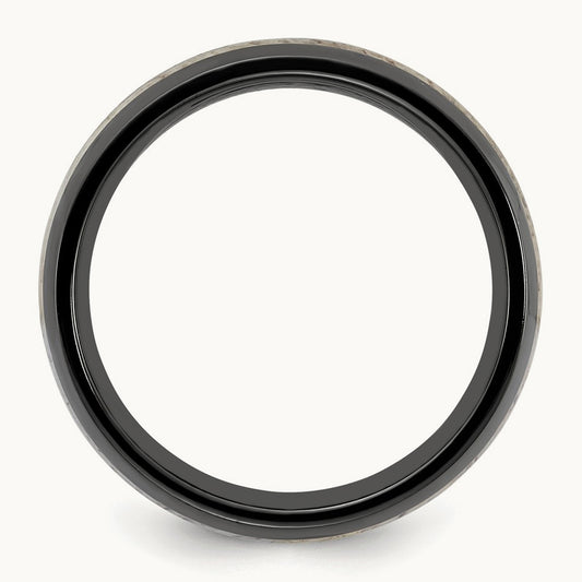 Black Zirconium Polished with White Antler Inlay Band, 8.00mm