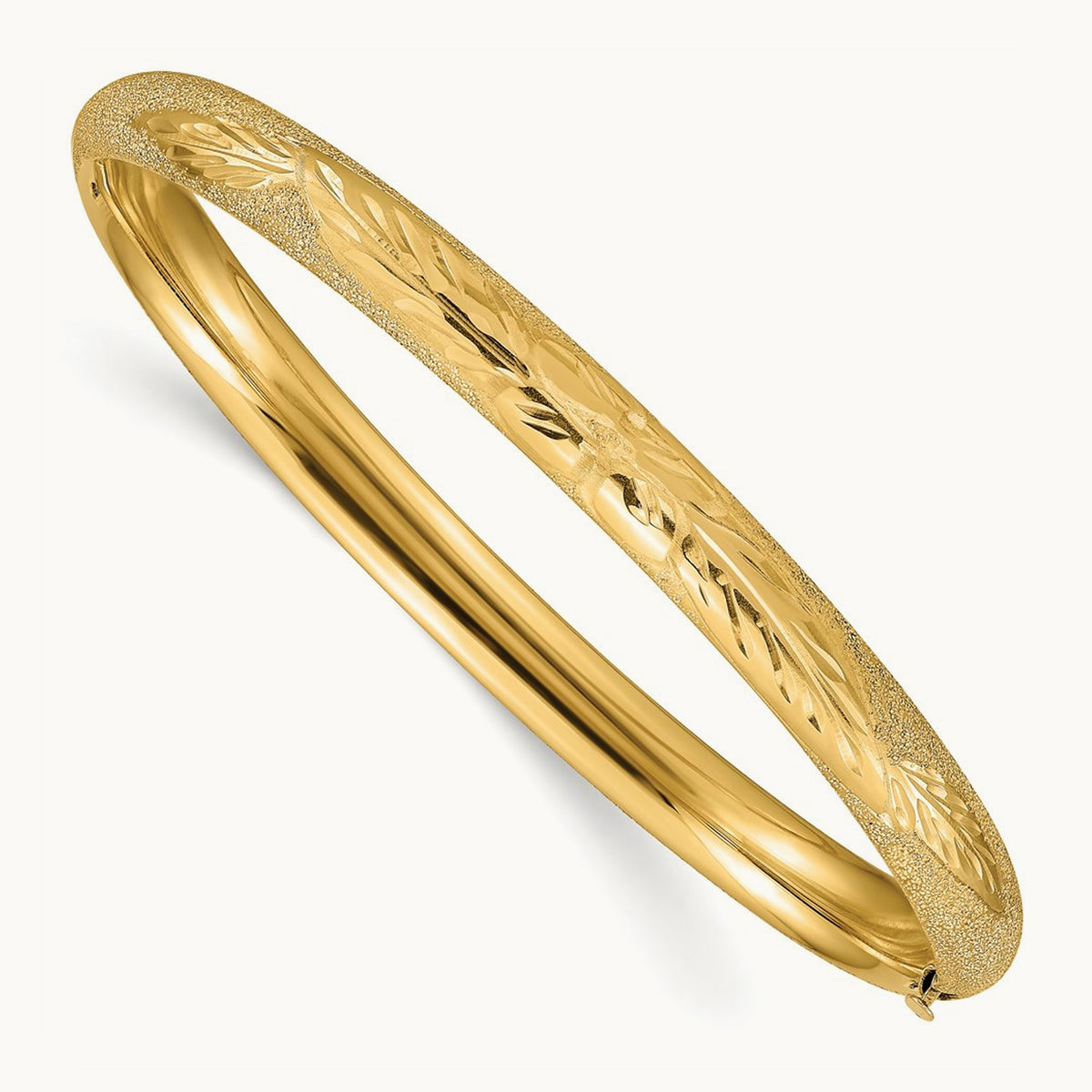 4/16 Oversized Laser Cut Hinged Bangle Bracelet, 14K