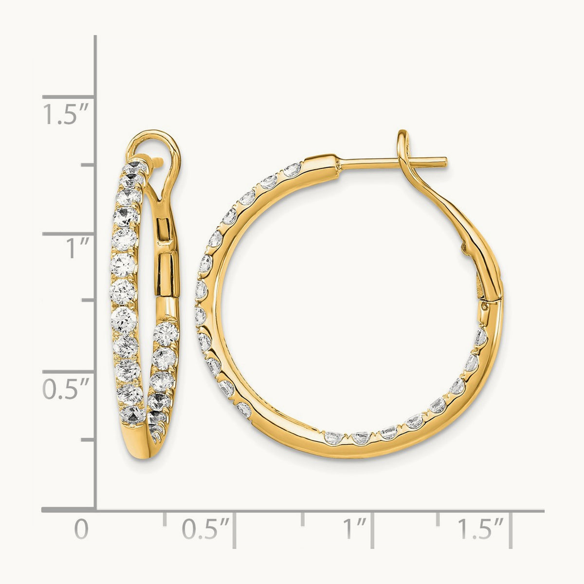 In/Out Hoop Earrings, 2.00 ct tw Lab-Grown Diamond — 14K Yellow Gold