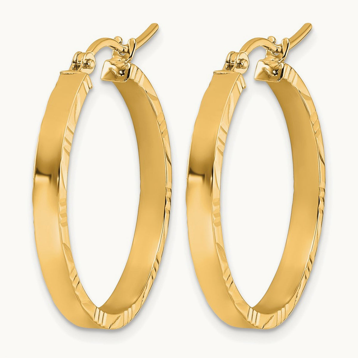 D/C Edge Medium Polished Hoop Earrings, 3mm — Leslie's