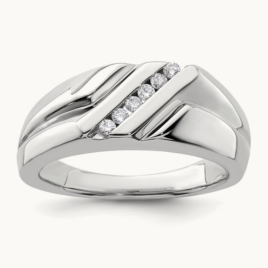 6 Stone Men's Ring, 0.15 ct tw Lab-Grown Diamond