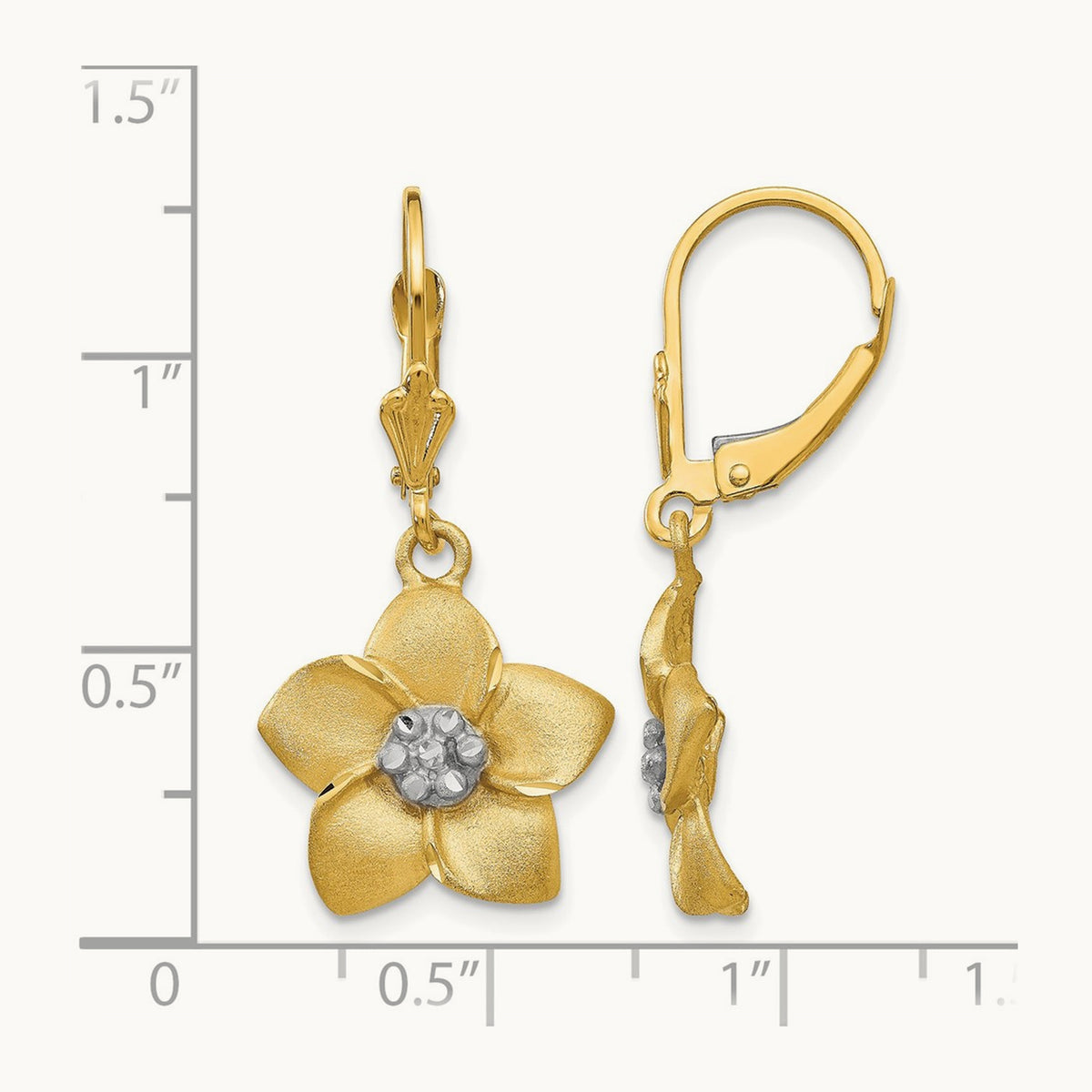 Plumeria Earrings, 14K with Rhodium
