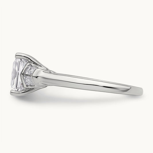 3 Stone Engagement Ring, 1.75 ct tw Lab-Grown Diamond — 14K White Gold
