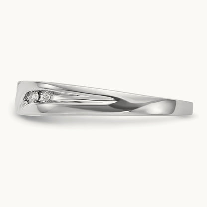 Complete Diamond Trio Men's Wedding Band, 14K White Gold