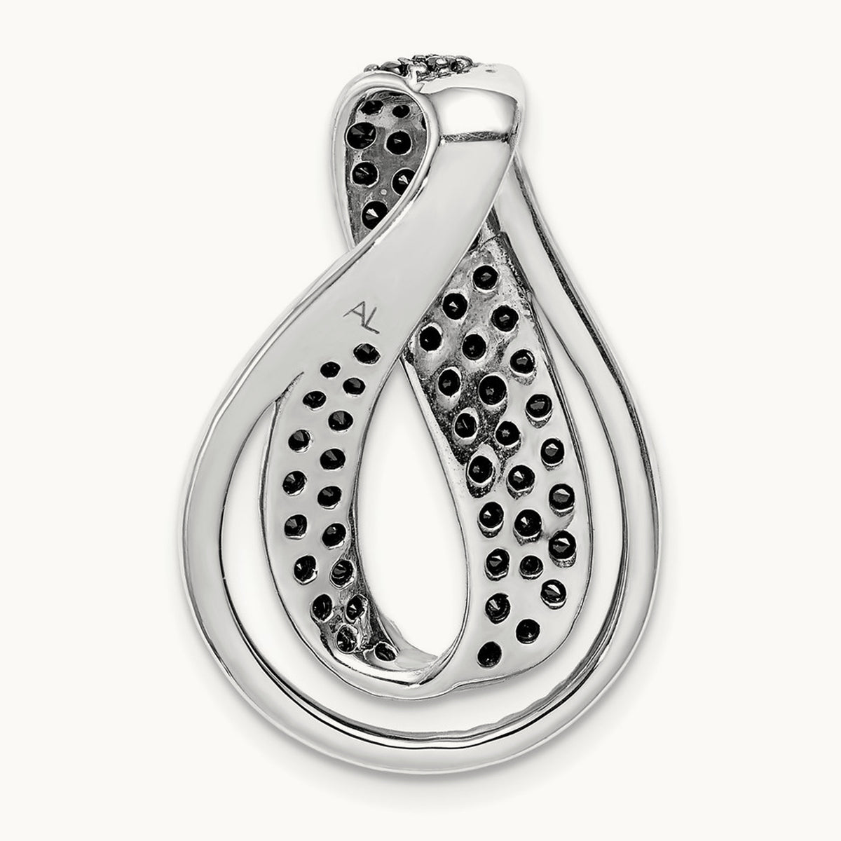 1 1/10ct. Black and White Diamond Twist Loop Slide, 14K White Gold