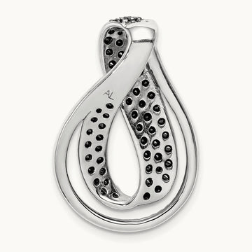 1 1/10ct. Black and White Diamond Twist Loop Slide, 14K White Gold