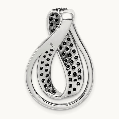 1 1/10ct. Black and White Diamond Twist Loop Slide, 14K White Gold