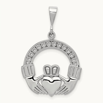 Claddagh Pendant, 14K White Gold