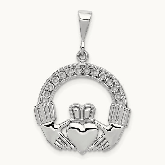 Claddagh Pendant, 14K White Gold