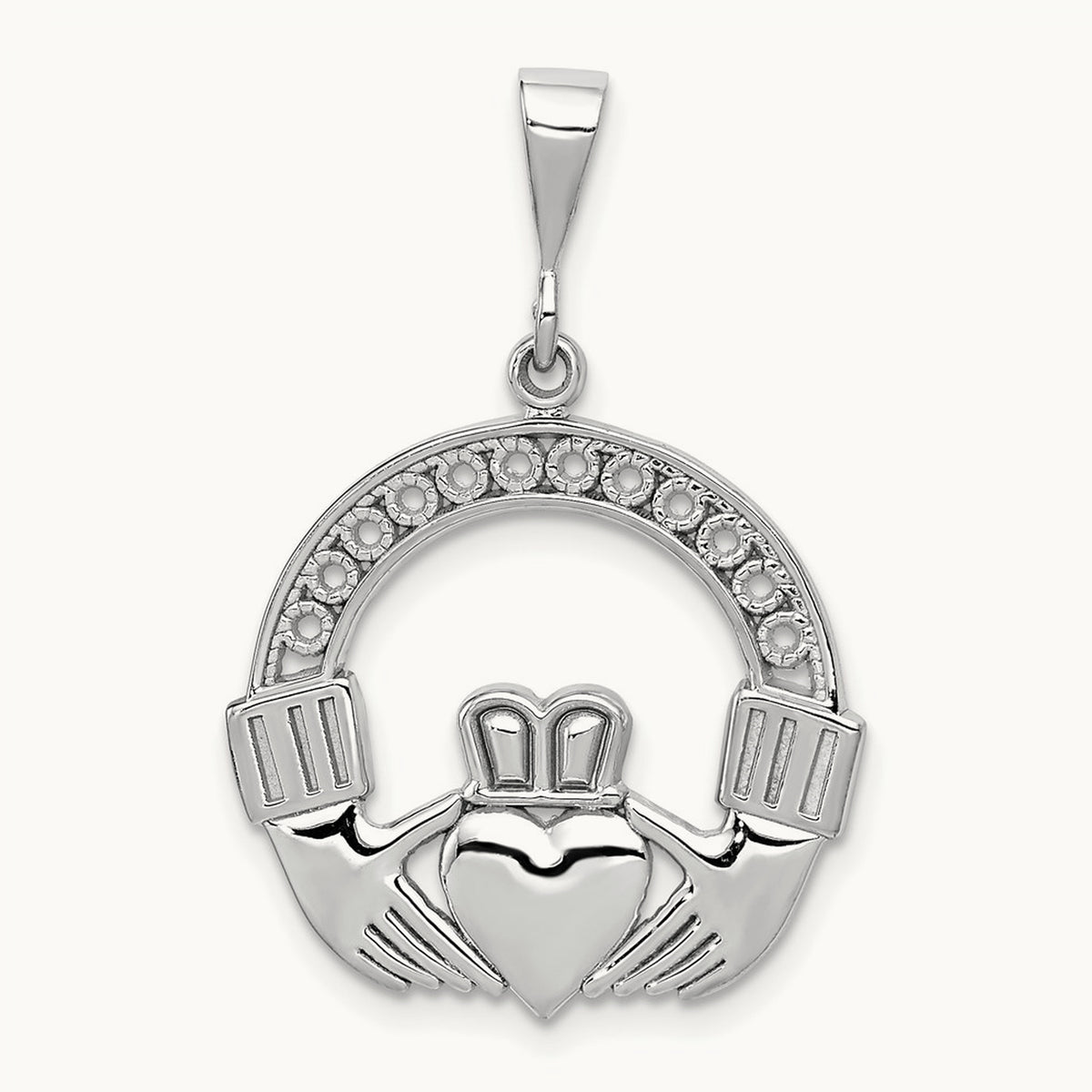Claddagh Pendant, 14K White Gold