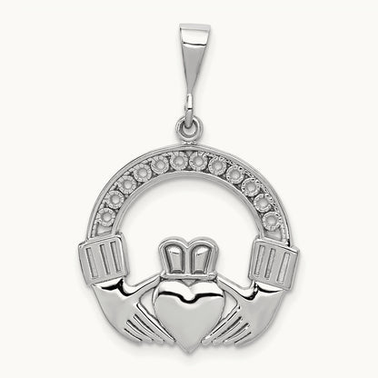 Claddagh Pendant, 14K White Gold