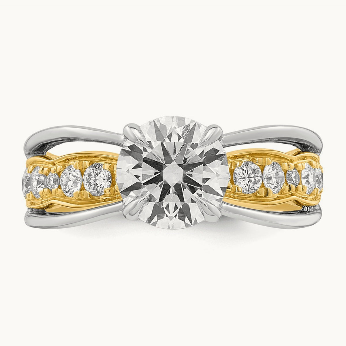 14ktt Certified Round Center Lab Grown Diamond VS+ F+ Ring