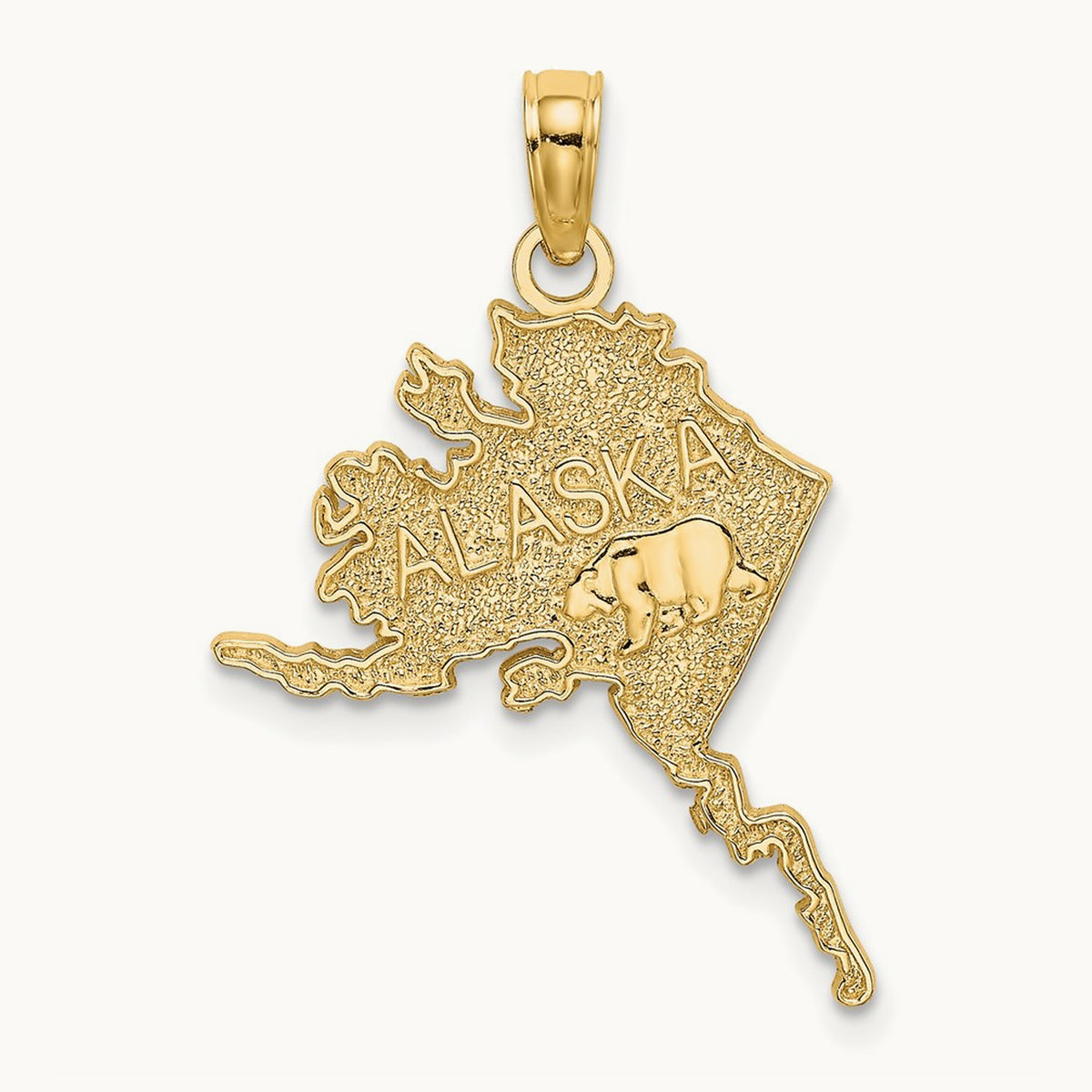 Polished/Textured ALASKA Map Charm, 14K