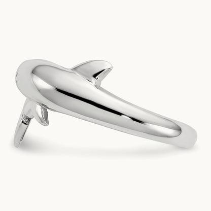 Dolphin Ring, 14K White Gold