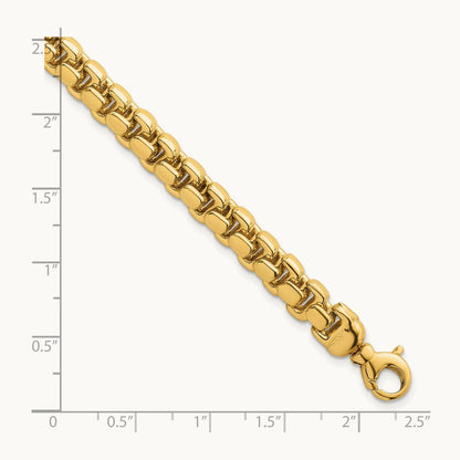 Polished Fancy Square Link Bracelet, 7.5mm, 14K