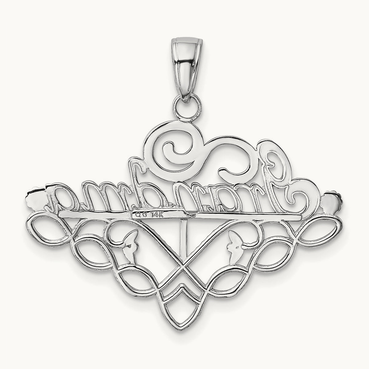 GRANDMA Birthstone Charm Holder Pendant — 14K White Gold