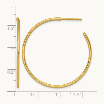 1.5 x Polished Post Hoop Earrings, 40mm, 14K