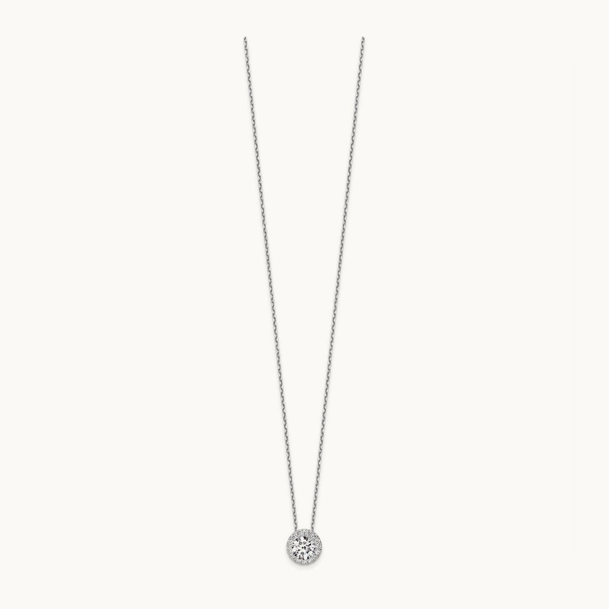 Halo Pendant Necklace, 2.50 ct tw Lab-Grown Diamond — 14K White Gold