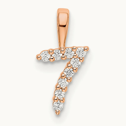Diamond Number 7 Pendant — 14K Rose Gold, 13.26mm