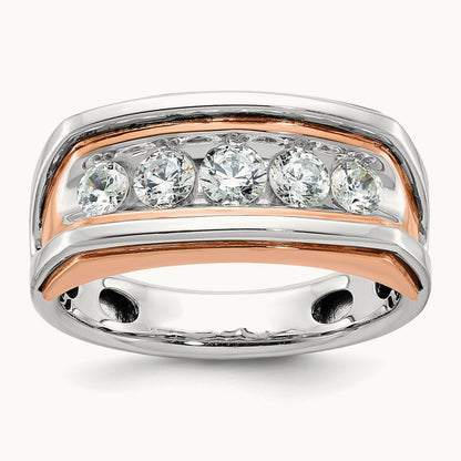 5 Stone Men's Ring, 1.00 ct tw Lab-Grown Diamond