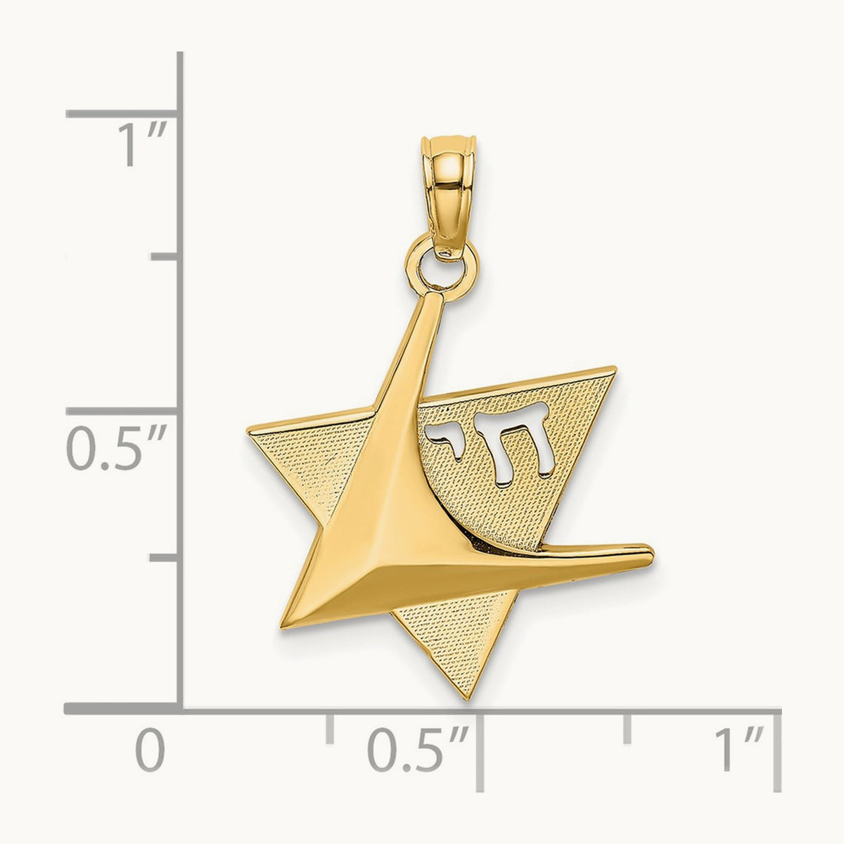 Polished Star Of David W/Chai Charm, 14K