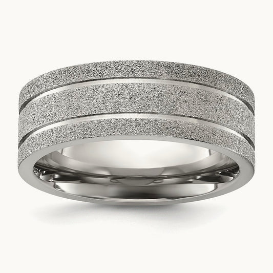 Polished Laser-cut Grooved Band, 8mm, Titanium