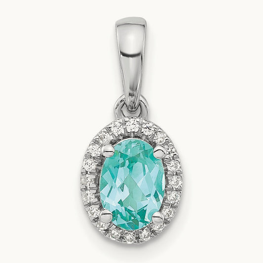 Created Paraiba Teardrop Pendant, 0.10 ct tw Lab-Grown Diamond